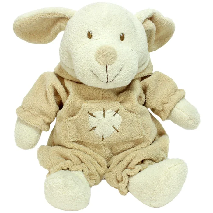 Kuscheltier Baby Hund mit Strampler und Kapuze – ca. 31 cm