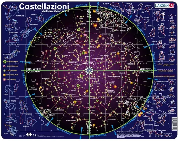 Larsen Rahmenpuzzle – Costellazioni (auf Italienisch) – 70 Teile