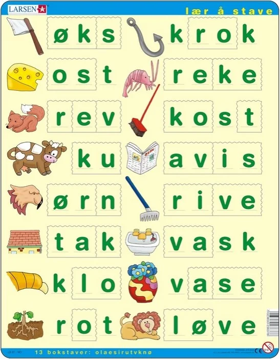 Larsen Rahmenpuzzle – Lær å lese (små bokstaver) (auf Norwegisch) – 26 Teile