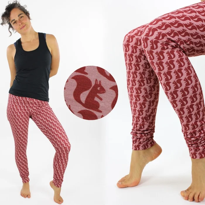 Legging rosa mit roten Eichhörnchen