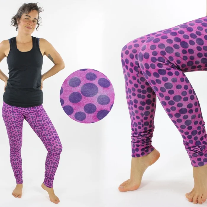 Leggings pink mit lila Punkten