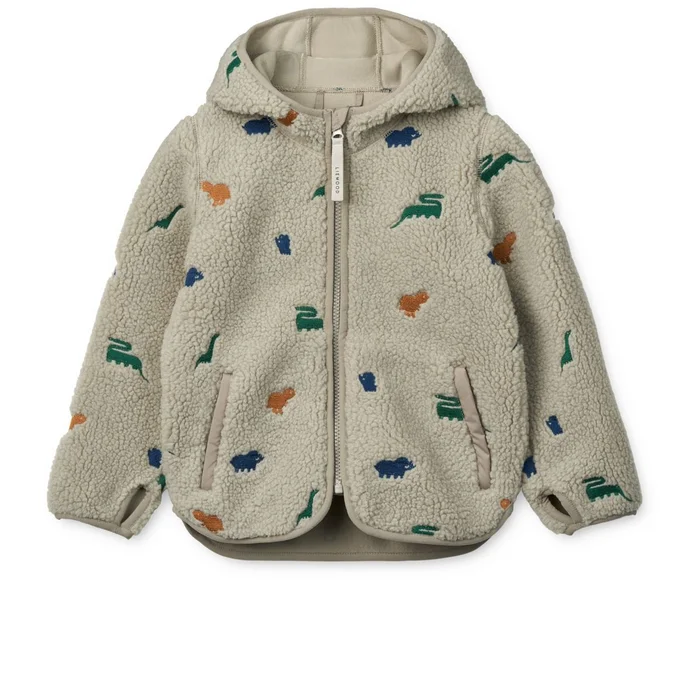 MARA Fleecejacke Dinosaur / Mist embroidery