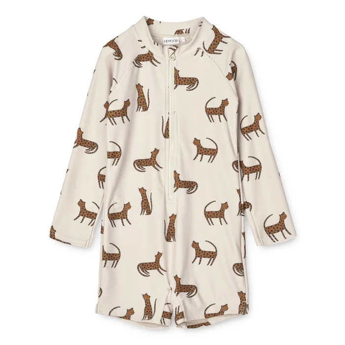 Max Langarm-Badeanzug Leopard / Sandy