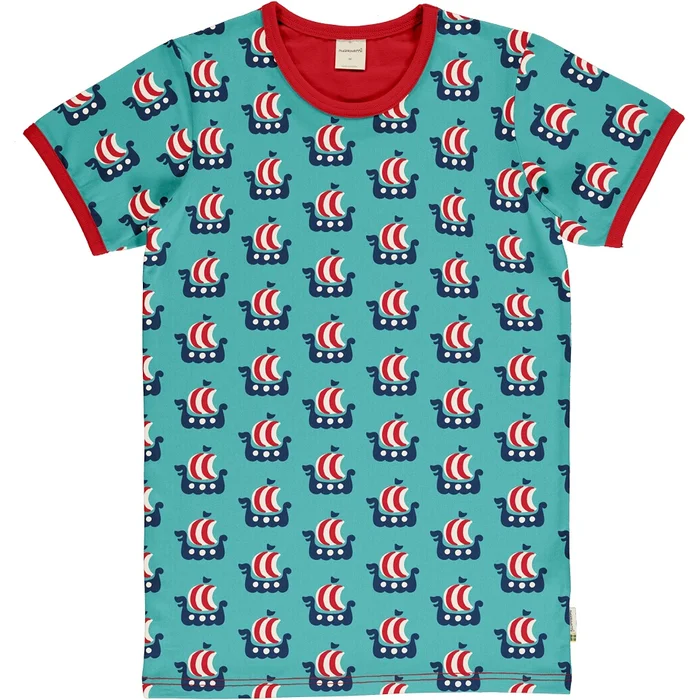 maxomorra Herren Kurzarm Shirt VIKING SHIP