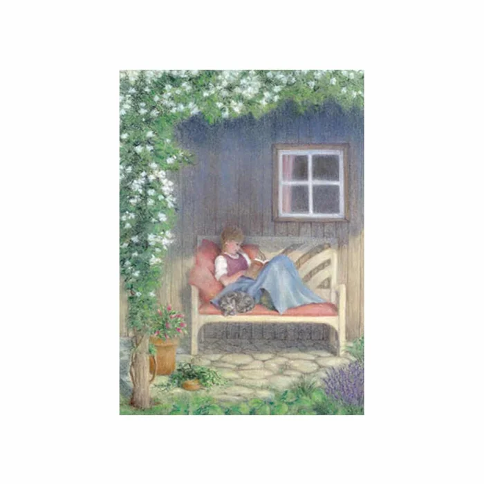 Monika Speck Kunstkarte No 5585 – Lesendes Mädchen Aquarell