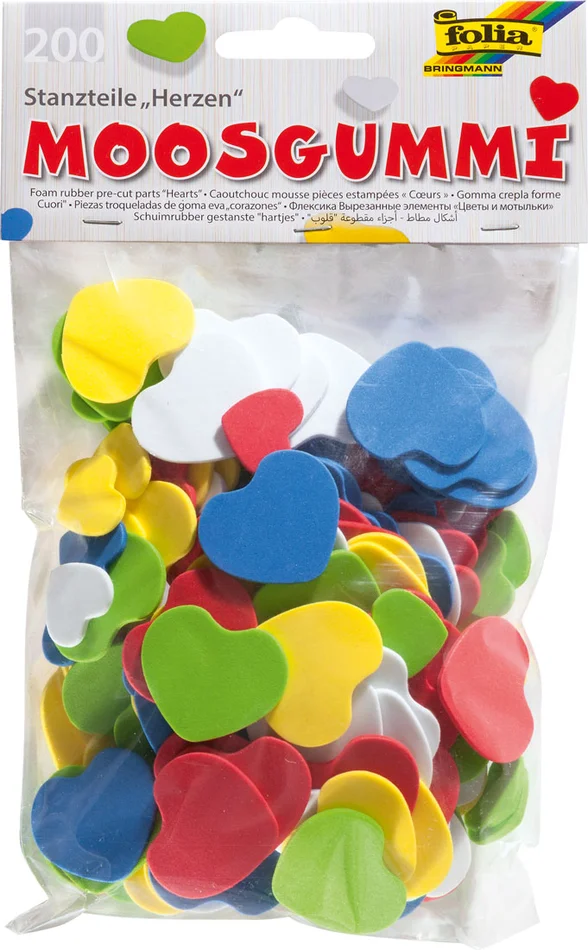 Moosgummi Stanzteile Herzen 200tlg.