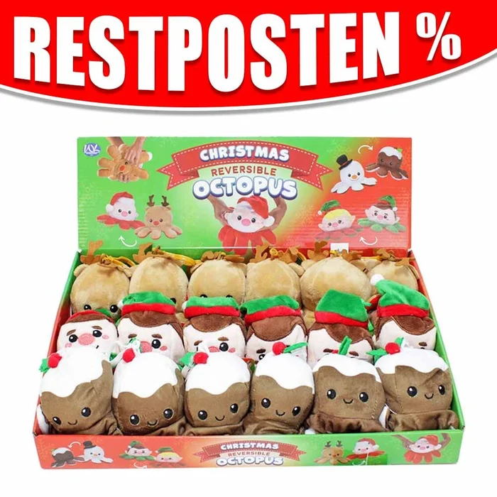 Oktopus Weihnachten Plüsch Anhänger wendbar – ca. 7 cm