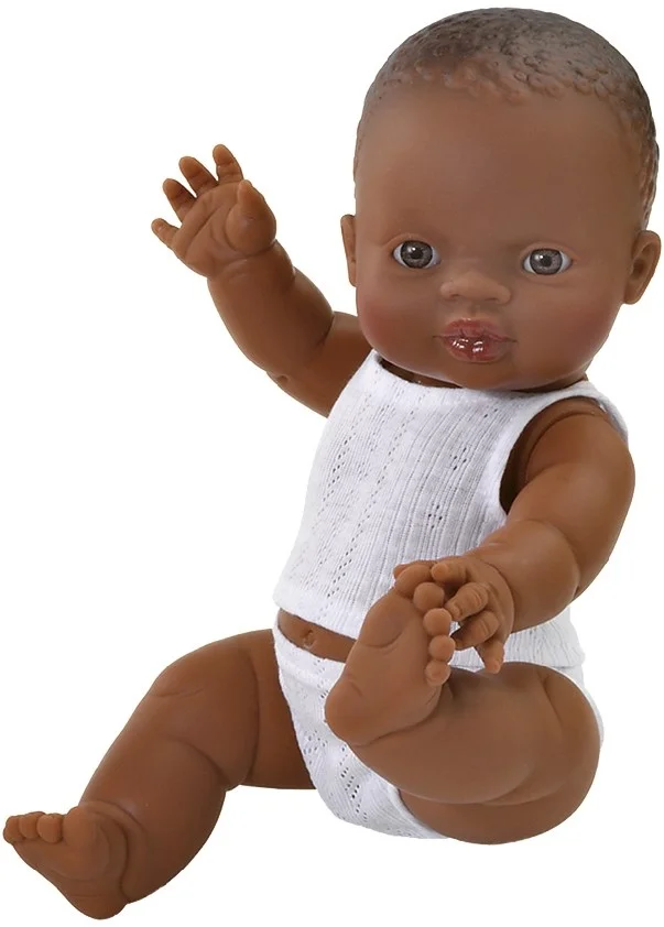 Paola Reina Gordi Babypuppe Junge Dunkelbrauner Schlafanzug – 34 cm