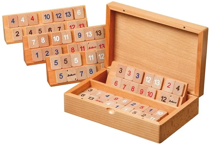 Philos 3608 – Rummy, Holzkassette, klein, Magnetverschluss, Strategiespiel