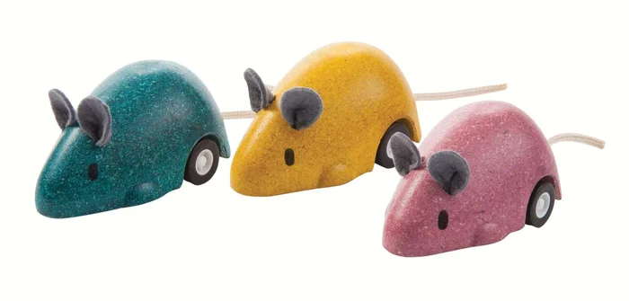 PlanToys Rückziehmaus blau