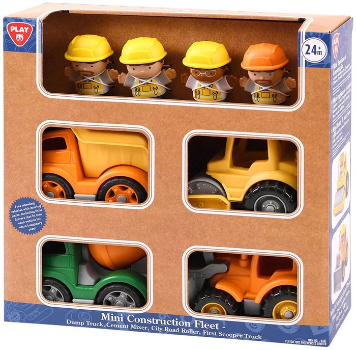 Play Mini Constructie Voertuigen met Figuren Speelset, 8dlg.