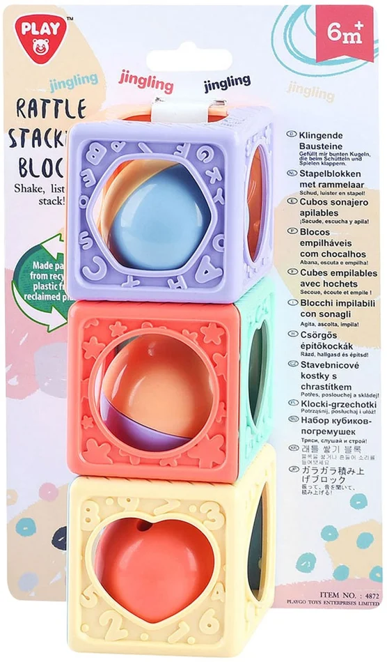 Play Stapelblokken met Rammelaar, 3dlg.