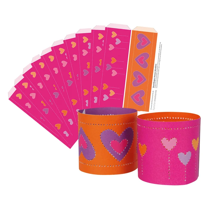 Prickellichter Bastelbogen Herzen, Windlichter