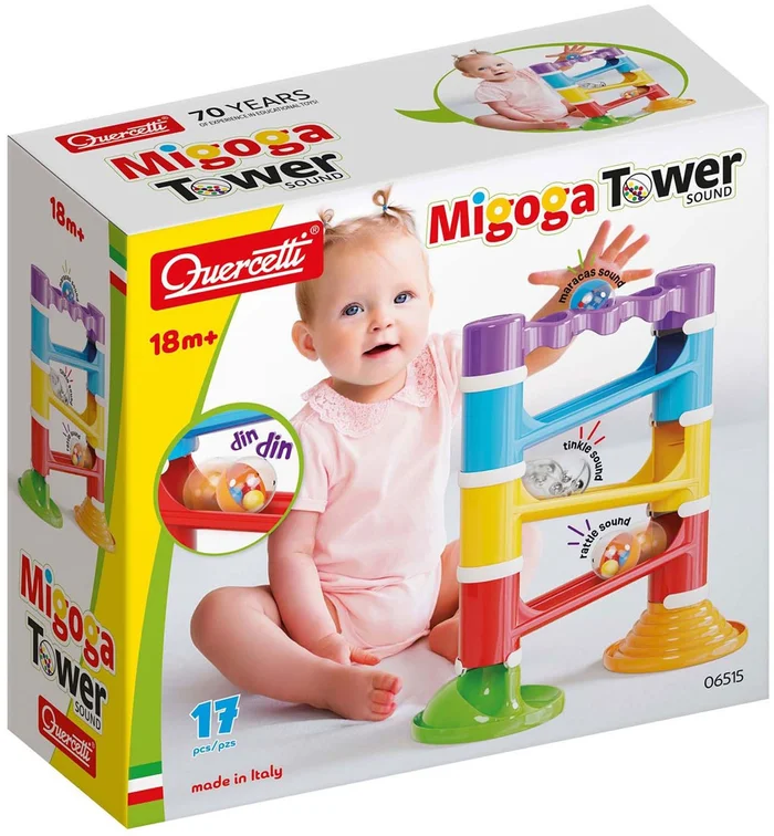 Quercetti Migoga Knikkerbaan Toren met Geluid, 17dlg.