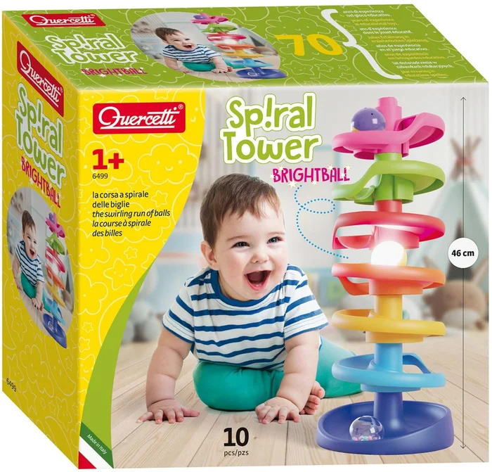 Quercetti Spiraal Ballentoren met Lichtgevende Bal, 10dlg.