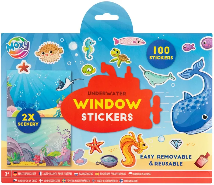 Raamstickers met 2 Sticker Scenes – Onderwaterwereld, 100st.