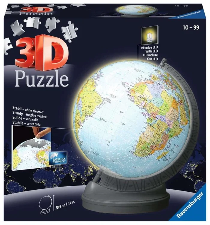 Ravensburger® 3D Puzzle – Globus mit Licht, 540 Teile