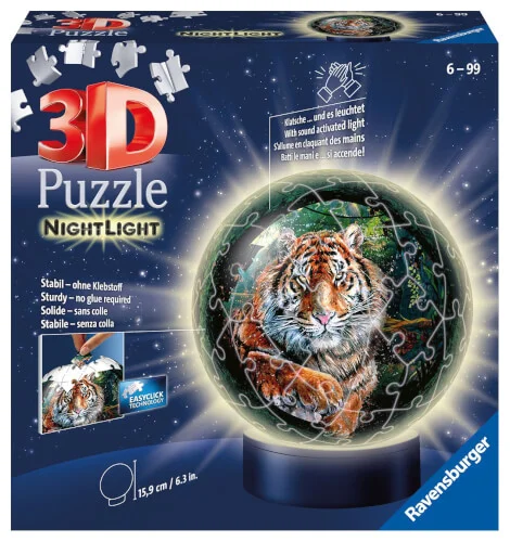 Ravensburger® 3D Puzzle – Nachtlicht Raubkatzen, 72 Teile
