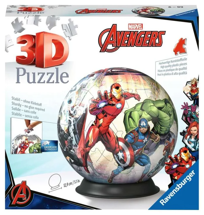 Ravensburger® 3D Puzzle – Puzzle-Ball Avengers, 72 Teile