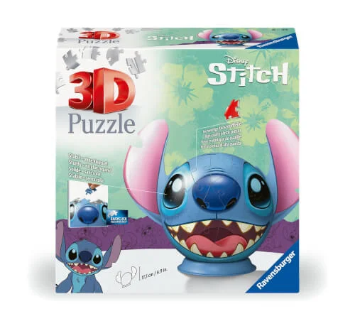 Ravensburger® 3D Puzzle Disney – Stitch Puzzle-Ball mit Ohren, 72 Teile