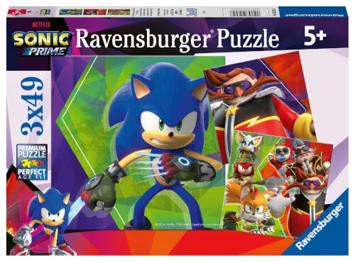 Ravensburger® Kinderpuzzle – Die Abenteuer von Sonic, 3 x 49 Teile
