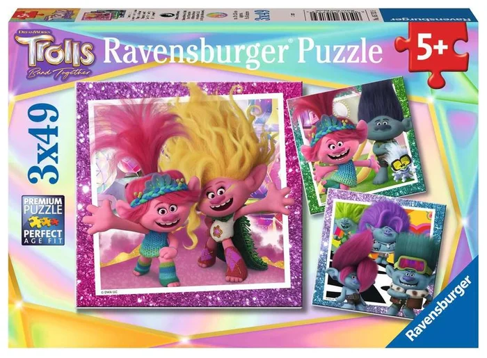 Ravensburger® Kinderpuzzle – Trolls 3, 3 x 49 Teile
