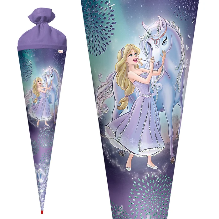 ROTH Schultüte Königin im Eis,rund verstärkte Spitze mit Glitter 70 cm