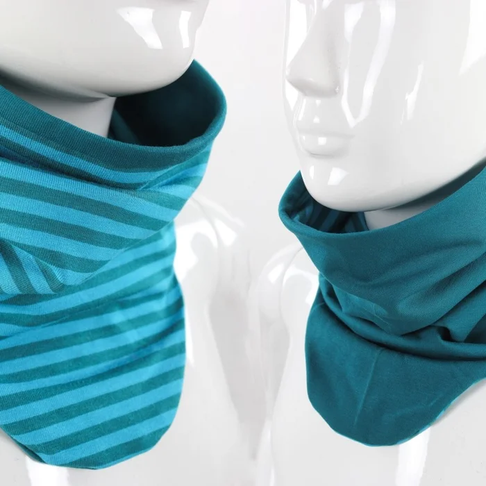 Schlupfschal zum Wenden petrol gestreift