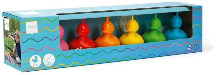SCRATCH-Set mit 6 Jahrmarkt-Enten – Regenbogen