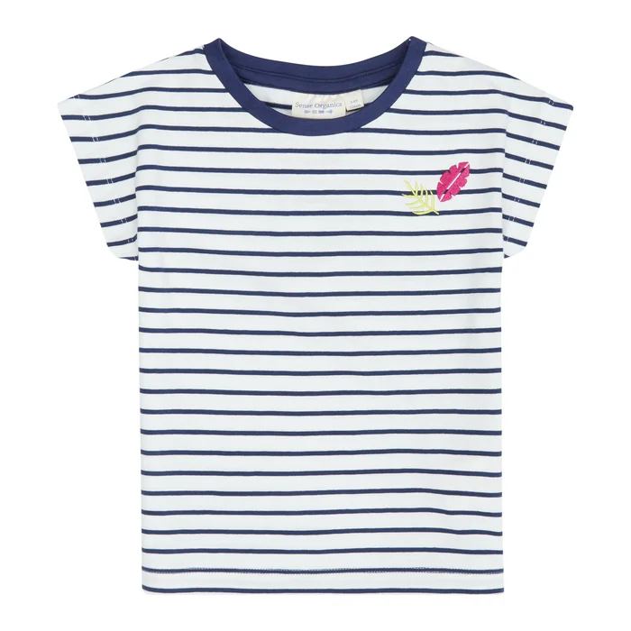 Sense Organics DORA Kurzarm Shirt gestreift mit Blättern