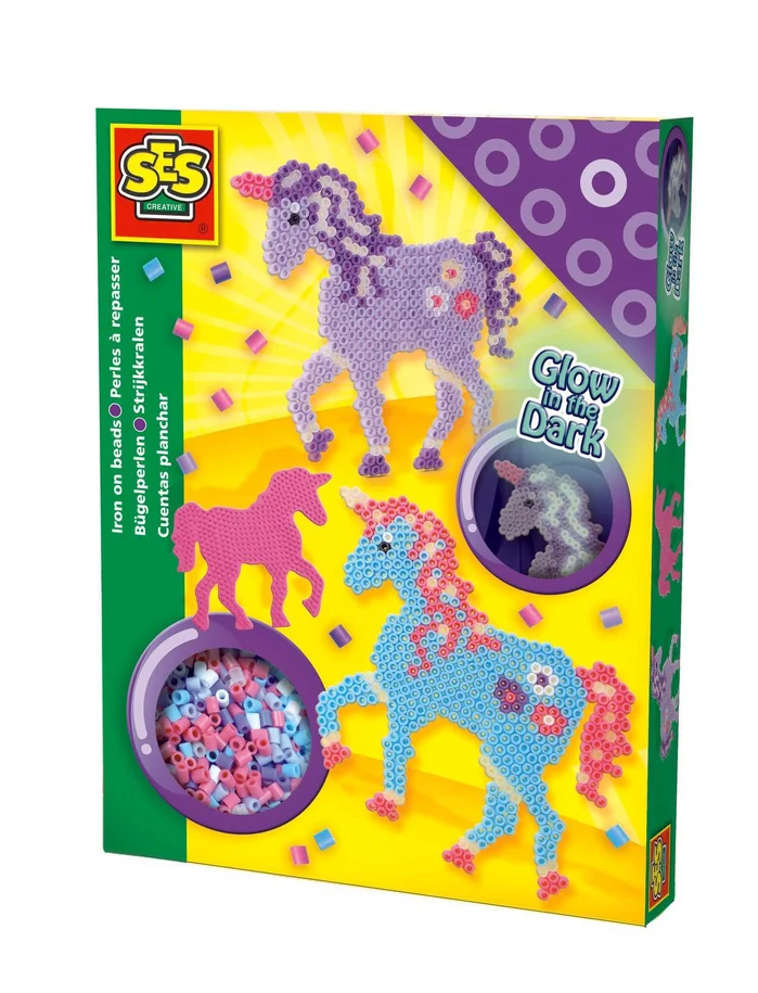 SES Creative Bügelperlenset Einhorn im Dunkeln leuchtend