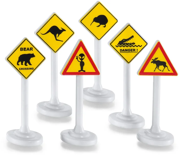 siku 0894, Internationale Verkehrszeichen, Kunststoff, Gelb/Weiß, 6 Schilder, Vielseitig einsetzbar