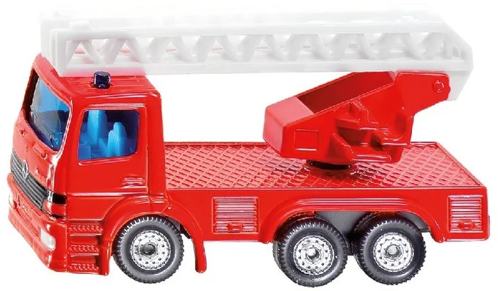 SIKU 1015, Feuerwehr-Drehleiter, Metall/Kunststoff, Rot, Ausziehbare Leiter