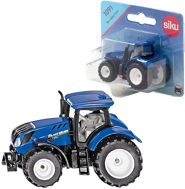 SIKU 1091, New Holland T7.315 Traktor, Metall/Kunststoff, Blau, Abnehmbare Kabine und Anhängerkupplung