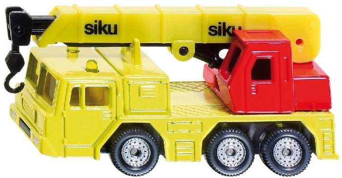 SIKU 1326, Hydraulischer Kranwagen, Metall/Kunststoff, Gelb/Rot, Hubfähiger Kranarm