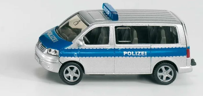 SIKU 1350, Polizei-Mannschaftswagen, Metall/Kunststoff, Silber, Öffenbare Heckklappe, Anhängerkupplung