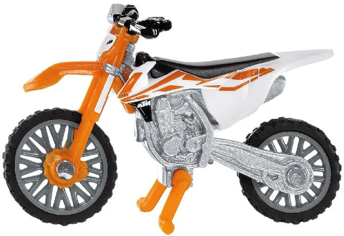 SIKU 1391, KTM SX-F 450 Motorrad, Metall/Kunststoff, Orange/Weiß, Einklappbarer Ständer