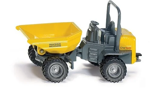 SIKU 3509, Wacker Neuson DW60 Dumper, 1:50, Metall/Kunststoff, Gelb/Grau, Kipp- und drehbare Mulde