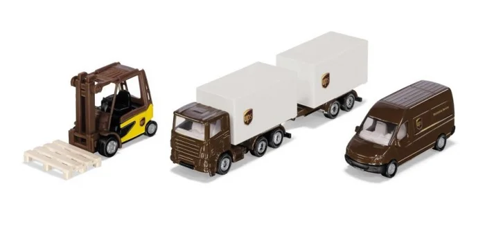 SIKU 6324, UPS Logistik Set, Metall/Kunststoff, Braun/Weiß, Viele Funktionen, Kombinierbar mit SIKU Modellen im gleichen Maßstab