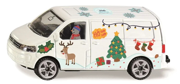 siku 6505, Bastelset Style my siku, VW T5 Snowman, Limitierte Auflage, Metall/Kunststoff, Weiß, Spielzeugauto inkl. Stickerbogen zur individuellen Gestaltung