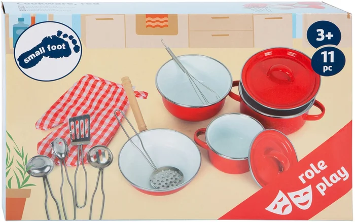 Small Foot – Pannen en Kookgerei Set Rood, 11dlg.