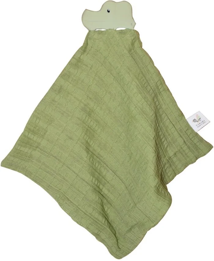 Tikiri Krokodil, Schnuffeltuch mit Zahnungshilfe aus Naturkautschuk, für Babys und Kinder ab 0+ Monaten, 15cm TR-97007