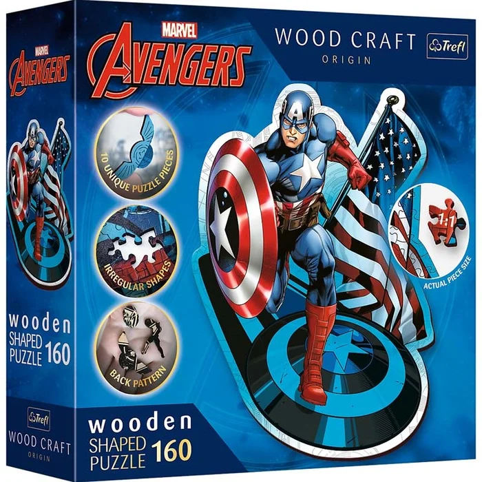 Trefl Trefl – Puzzles – 160 Holzpuzzles“ – Fearless Capitan America / Disney Marvel Heroes_FSC Mix 70 %“
