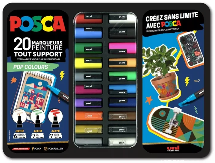 Uni Posca Uni Posca Verfmarker Koffer Pop Colours 20 stuks