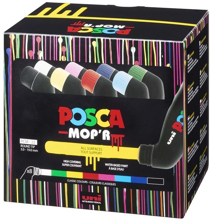 Uni Posca Uni Posca Verfmarker XXL Mop’R 8 Set Klassiek