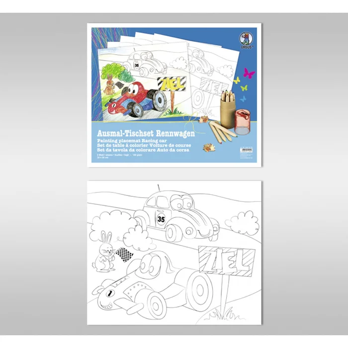 URSUS Ausmal-Tischset Rennwagen, 5Bl.