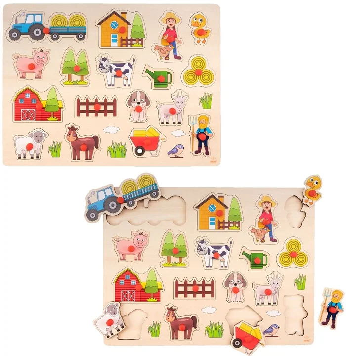 van der Meulen Holzknöpfe Puzzle Bauernhof 40x30cm