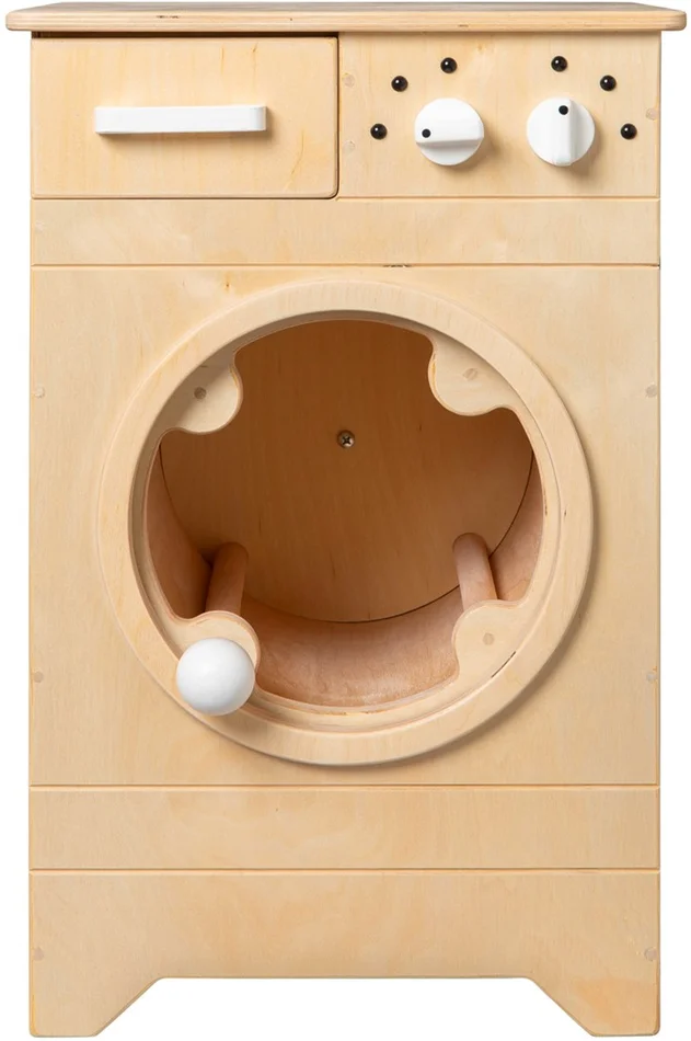 Van Dijk Toys Holzspielzeug Waschmaschine – Natur mit Wei