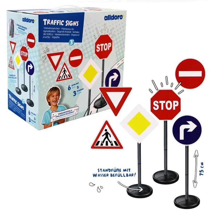 Verkehrsschilder Set Kinder – 6 Motive – ca. 70 cm