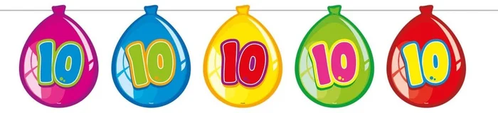 Vlaggenlijn Ballonnen 10 jaar, 10mtr.